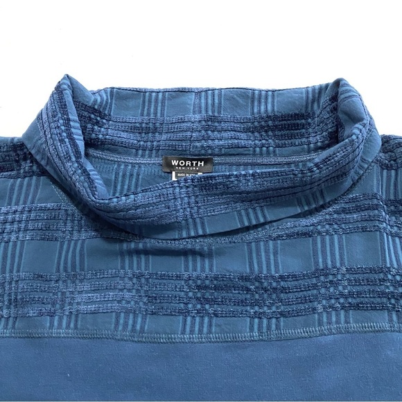 WORTH New York Blue Cowl Neck Long Sleeve Top Size Large - Picture 7 of 11